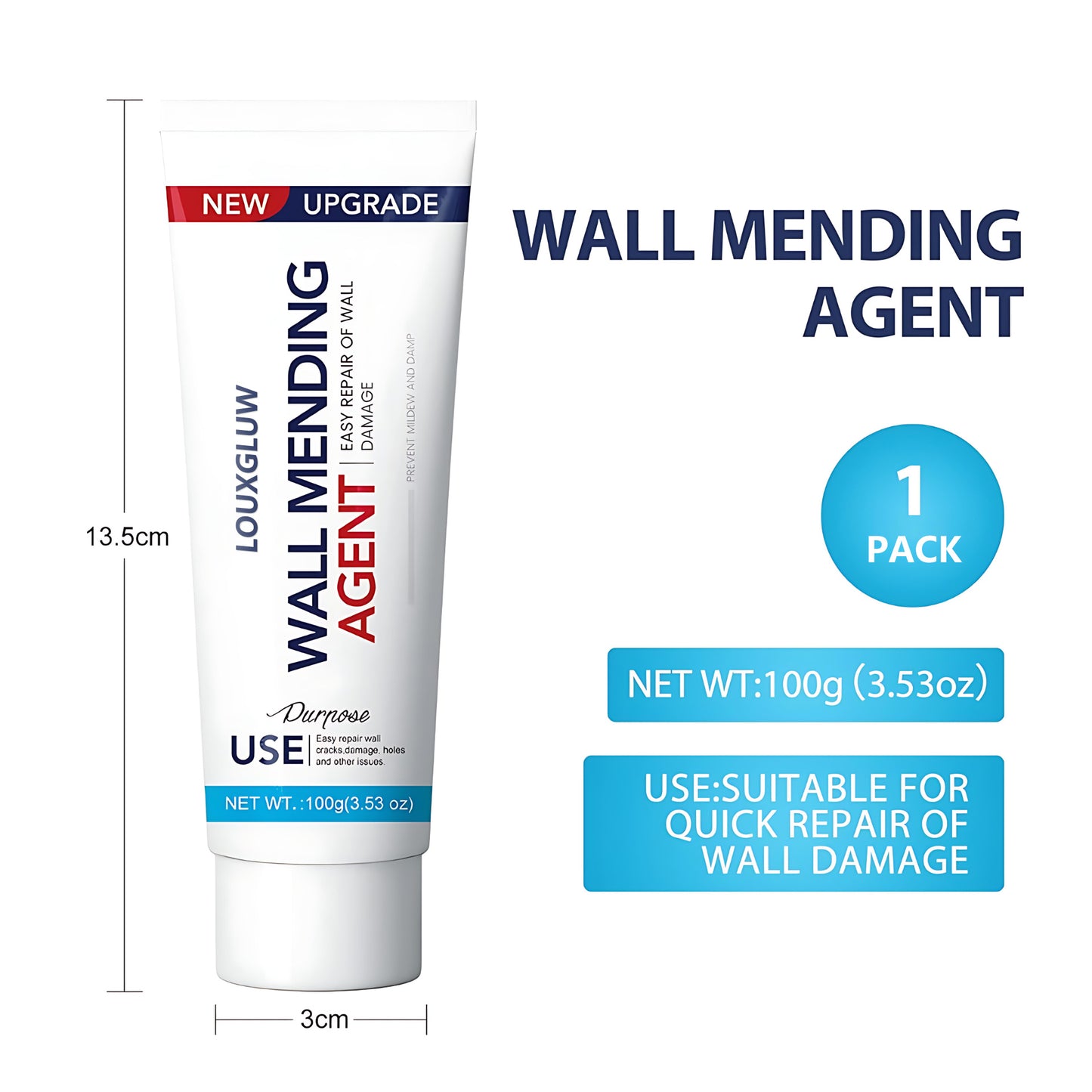 Louxgluw Spackle Wall Repair Kit,Wall Mending Agent Putty with Scraper